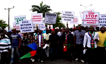 Ijaw youths, women protest EFCC’s alleged harassment of Patience Jonathan
