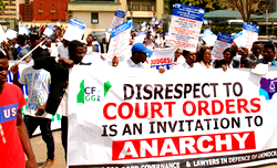 Lawyers protest in Abuja, demand release of Dasuki, others