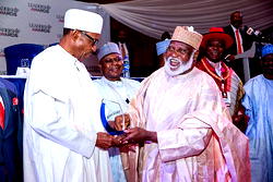 Photos: Buhari receives Leadership Award from Ex-President Abdulsalam Abubakar