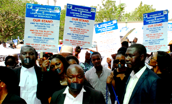 Lawyers protest continued detention of Dasuki, Kanu, others