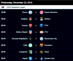 UEFA Champions League fixtures