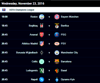 UEFA Champions League fixtures