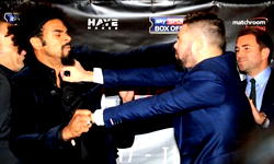 Video: Boxers throw blows at press conference