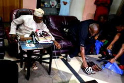 Obasanjo takes delivery of Made-in-Aba shoes