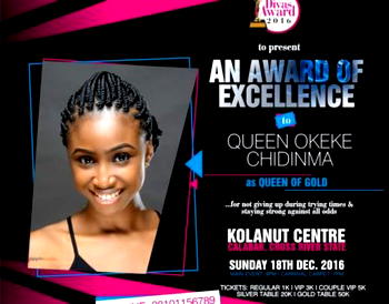 Miss Diva Awards: Embattled ex-Miss Anambra gets honoured as Queen of Gold
