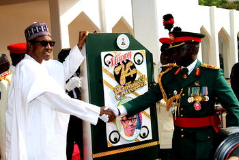 Photos: Nigeria Army stage parade for Buhari at 74