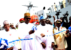 Buhari commissions naval ships, vows  to sustain war against criminality