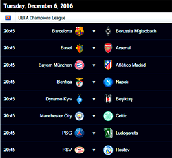 UEFA Champions League fixtures
