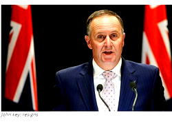 John Key New Zealand PM resigns
