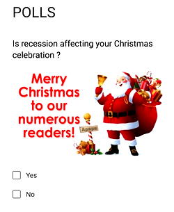 Is recession affecting your Christmas celebration ?