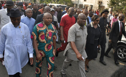 Photos: Wike leads march to police command