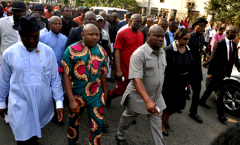 Photos: Wike leads march to police command