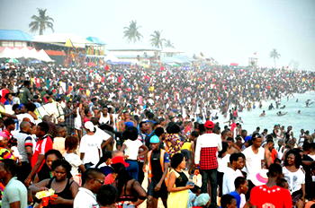 Photos: Despite recession, fun-seekers besiege Lagos beaches