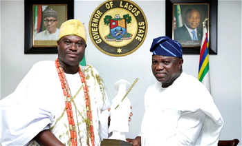 Photos: Gov. Ambode receives Ooni of Ife, Oba Adeyeye Enitan Ogunwusi, Ojaja II