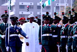 Photos: Buhari inspects guards of honour at 2017 Armed Forces Remembrance Day’s Wreath Laying  ceremony