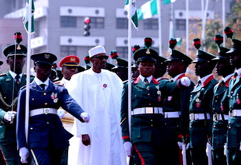 Photos: Buhari inspects guards of honour at 2017 Armed Forces Remembrance Day’s Wreath Laying  ceremony