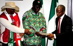 Photos: NLC, TUC  present 18-point demands to Ag. President  Osinbajo