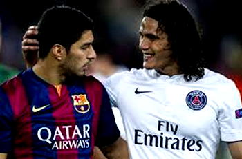 UEFA Champions League: Cavani and Suarez head to head
