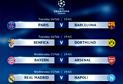 UEFA Champions League: Week 1 Round of 16 fixtures