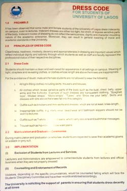 UNILAG bans tight-fitted trousers, mini-skirts, others among students in new dress code