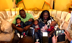 Photos: Wife of Bayelsa State Gov Rachel Dickson returns home with her quadruplets