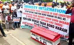 Photos: Protesters condemning activities of Amnesty International in Nigeria