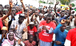 Photos: Beggars  protest in Alausa Ikeja Lagos