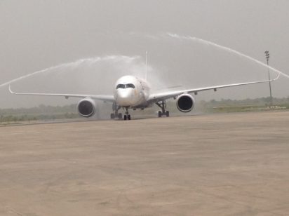 Ethiopian Airbus from AddisAbaba arrives the NAIA, Abuja  at 12.pm