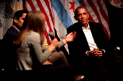 Obama says ready to train new leaders in first post-presidency speech