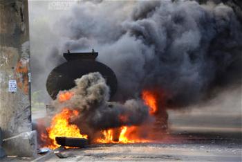 Okadamen set tanker ablaze over killing of two in Lagos