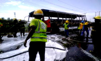 Passengers escape death as fire guts LAGBUS bus