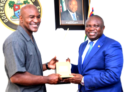 Ex Heavyweight Boxing Champion, Evander Holyfield meets Akinwunmi Ambode