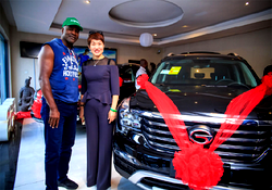 Rumble in Lagos: Holyfield rides in yet to be launched GAC flagship SUV