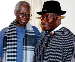 Photo: Goodluck Jonathan condoles with Tony Anenih