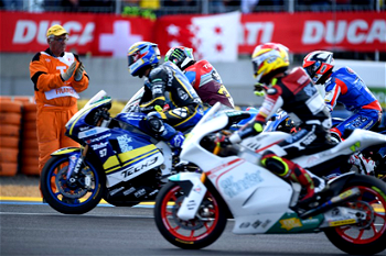 Motorcycling: Spectacular mass pile-up at Le Mans Moto3