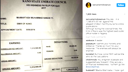 Emir of Kano, Muhammadu Sanusi II earns N1,312,500?