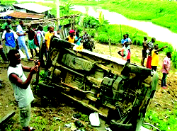 At least 19 killed as bus topples over