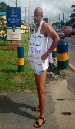Half-naked comedian protests robberies, killings, kidnappings in Rivers