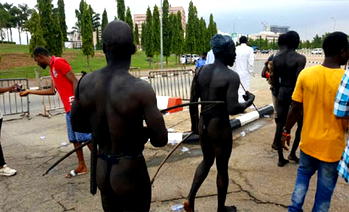 Photos: FCT residents go naked, protest alleged marginalization