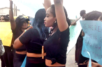 Photos: Charly Boy topless protest in Lagos