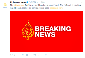 Al-Jazeera Twitter account ‘suspended’
