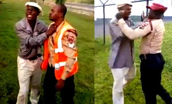 Video: Drama as irate man attacks FRSC officials