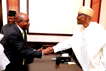 Photos: President Buhari receives Emefiele, others in State House