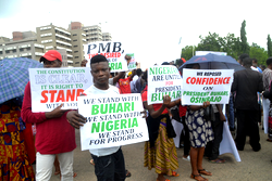 Groups stage counter rally, pass vote of confidence on Buhari