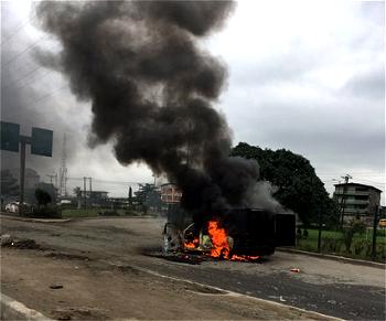 Bullion van loaded with cash goes up in flames in Lagos