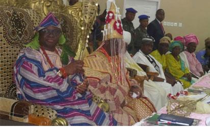 Photos: Fayose receives Chieftaincy title, ignores meeting with Buhari