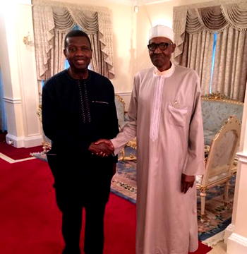 Photos: Pastor E.A Adeboye visits President Buhari in London