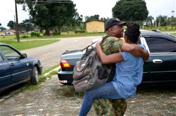 Jubilation in Port Harcourt as soldiers return from restive Northeast