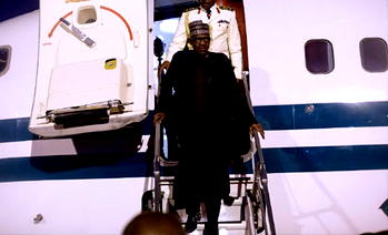 Photos: President Buhari returns to Nigeria from London
