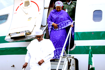 Photos: President Buhari, first lady Aisha depart Daura, arrive Abuja
